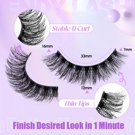 False Eyelashes Natural Wispy Mink Lashes Strip Eye Lashes D Curl Soft Extensions Lashes Lightweight Reusable Fake Eyelashes 10 Pairs(LZ-201)