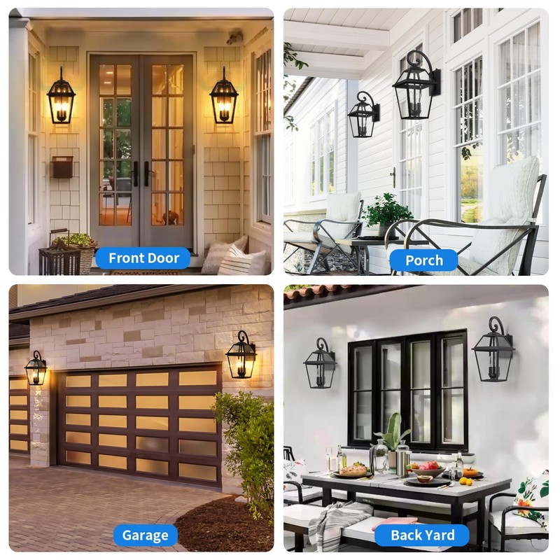 SNRU Large Dusk to Dawn Outdoor Wall Light 3-Light, 18"
