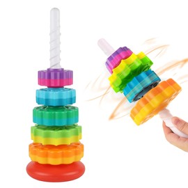 Eivaai Baby Spinning Stacking Toys Sensory Toys for Toddlers 1-3, Rainbow Ring Spin Montessori Toys for Babies 12 Months, Autism Learning Toy for 1 2 3 One Year Old Girl Boy Christmas Birthday Gifts