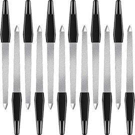 12 limas de uas de metal de 6.7 pulgadas, lima de uas de acero inoxidable de doble cara, lima de zafiro de metal con mango antideslizante, uas de los 