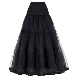 GRACE KARIN Women's Long Underskirt Petticoats for Bridal Gowns (XL,Black)