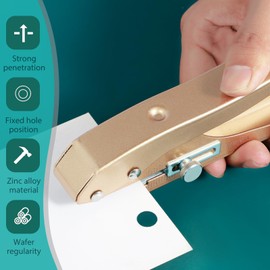 Foribyw Single Hole Punch with Countersink Drill & Wrench, Heavy Duty Hole Edge Banding Punching Plier Handheld Metal Punching Tool for Photos Paper PVC Cards Office Crafting(10mm)