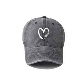 Agturber Women's Vintage Washed Baseball Cap Adjustable Cute Heart Graphic Cotton Dad Hat Blue