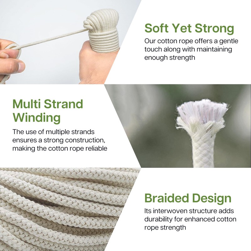 Natural Cotton Clothesline Pully Rope 30m/ 98 ft Washing Line