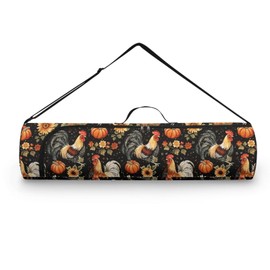 Kathyboom Retro Sunflower Pumpkin and Chicken Yoga Mat Carrier with Adjustable Straps Lightweight Yoga Mat Bag Fits All Your Stuffs,Yoga Mat Bag Suitable for Most Yoga Mats
