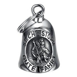 BOBIJOO JEWELRY - Clochette Moto Porte-bonheurSt. Christoph Gute Fahrt Acier Stainless Steel Argent