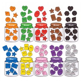 Magnetic Colour Sorting,10 Pcs Fridge Magnets with 50 Vibrant Learning Shapes,Educational Colour Sorting Set for Whiteboard,Multi-Purpose Magnetic Figures (Style-A)