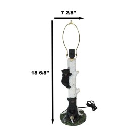 Climbing Black Bear Cub On Birchwood Tree With Mother And Beehive Table Lamp