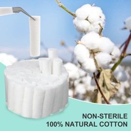 200 Count 1.5 Inch Dental Cotton Rolls, Non-Sterile 100% Cotton Gauze, High Absorbent Cotton for Mouth Care and Nosebleeds for Adults