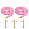 PATIKIL 6 Feet Pink Velvet Stanchion Rope, 2 Pack Crowd