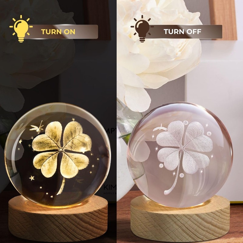 Flexzion 3D Clover Crystal Ball Night Light - LED Light