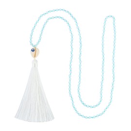KELITCH Tassel Necklaces Peace Pendant Necklaces Chic Crystal Beads Necklaces Jewellery for Women, Pearl Crystal