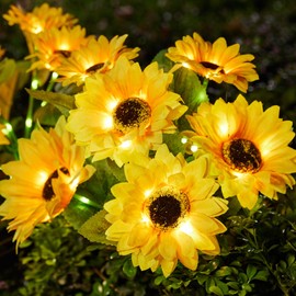 Solar Garden Lights Outdoor - 6 Pack with 36 Bright Solar Sunflower Lights, IP65 Waterproof Sunflower Light for Outdoor Flower Bed, Yard, Pathway, Patio Decor - Gift for Mom, Women, Grandma