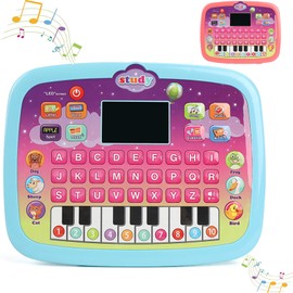 Tablet Computadora de Juguete, Computadora Portátil con Visualización LED para Enseñar Alfabeto, Números, Palabras, Música, Matemáticas, Juguetes Educativo de Aprendizaje Interactivos (Azul)