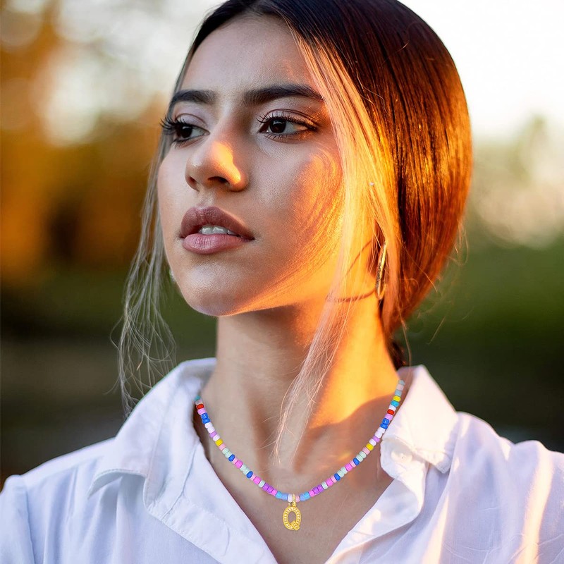 EyzBohrm Initial Necklaces for Women Beaded Necklace for Women Dainty
