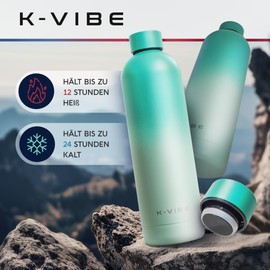 K-VIBE Stainless Steel Drinking Bottle 750 ml, Vacuum Insulated (Green Gradient)