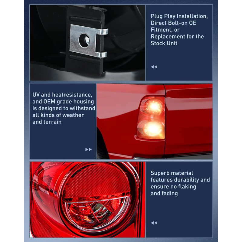 Nilight Taillight Assembly Compatible with 2007 2008 Dodge Ram 1500