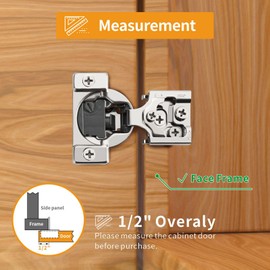Chibery 50 Pack 1/2" Overlay 4D Soft Close Concealed Hinges for Face Frame Door, Adjustable Closing Speed, Smooth Slow Self Close Hinges, Satin Nickel, 105° Open Angle Stainless Steel Cabinet Hinges