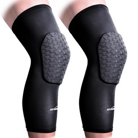COOLOMG Pair Kids Adult Crashproof Basketball Knee Pads Long Sleeves Leg Support Compression Protective Gears Black XS