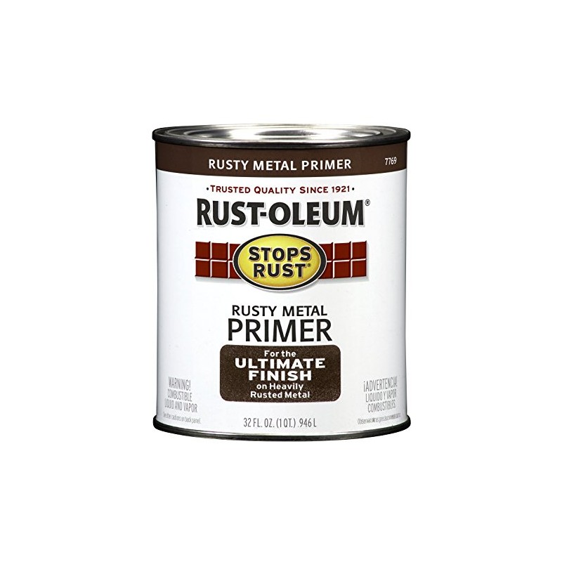 Rust-Oleum 7769502-2PK Stops Rust Rusty Metal Brush On Primer, Quart,