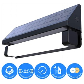 Solar Powered Motion Sensing Self-Contained Outdoor-Indoor LED Wall Step Security Dusk to Dawn Aluminum Flood Light w/ Dark Sky City Standard Capability
