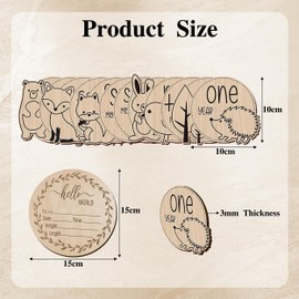 13 Pcs Baby Monthly Milestone Cards Sign, Wooden Newborn Baby Announcement Sign, Wooden Monthly Cards Hello World Baby Birth Announcement Milestone Discs Photography Props