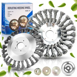 Wire Brush Cutter, 150 x 25.4 mm, Weed Brush, Steel Wire Wild Herb Brush with 4 Accessories, Brush Cutter, Weed Brush, Suitable for Gardens, Meadows, City Roads (6 Inches)