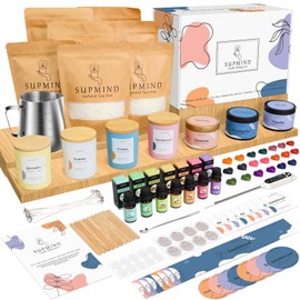 SUPMIND Candle Making Kit for Adults - Candle Making Supplies for Candle Making Starter Kits with Soy Wax, Big 7oz Jars & Tins, 7 Pleasant Scents, Color Dyes & More - Perfect for Home Decorations