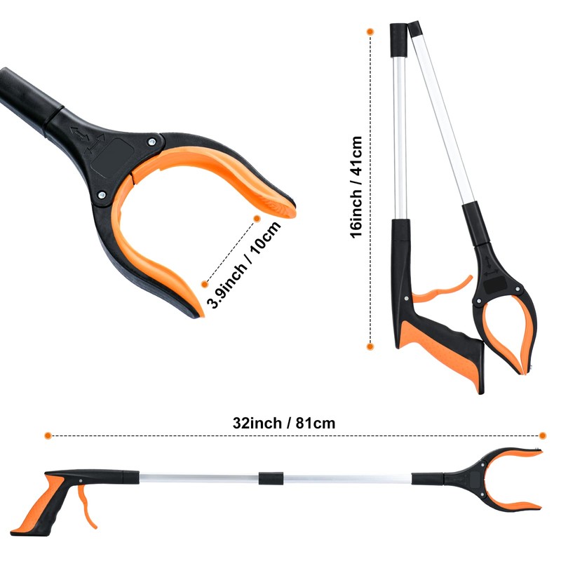 2-Pack Grabber Reacher Tool,32 Inch Extra Long Foldable Pick Up