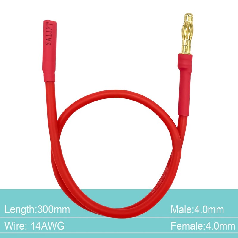 6PCS 4.0mm Banana Gold Bullet Connector Extension Cable for RC