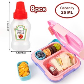 AYZTKUX 8 Pcs Mini Ketchup Bottle, Portable Mini Condiments Squeeze Bottle, 25ml Leak-proof Lunchbox Accessories for Kids Adults, Ketchup Container for Lunch Box