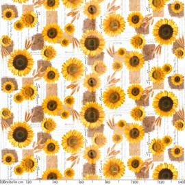 ANRO Oilcloth Tablecloth with Sunflowers and Summer Wheat Pattern in Yellow, 100 x 140cm