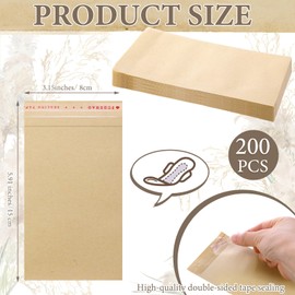 Saypacck 200 Pcs Sanitary Napkin Disposal Bags Feminine Hygiene Disposal Bags Bulk Kraft Tampons Bags for Feminine Products with Self Adhesive for Women Girls, 5.91" x 3.15"