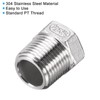 sourcing map Reducer Hex Bushing, 3/8 PT Male to 1/4