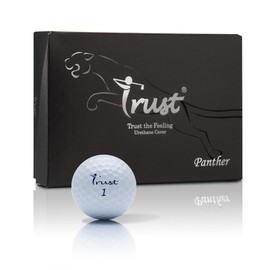 Trust Panther Golf Balls - Urethane Cover, Soft Hitting Feel, Straight Flight, Good Stop Control, Big MAX Core for Long Flights, Optimal Combination of Width & Spin Control, 12 Balls - White