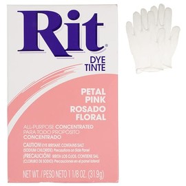 Polvo de tinte concentrado multiuso Rit Craft County, paquete individual con guantes de plástico para ropa, decoración y manualidades – color pétalo rosa