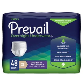 Prevail Incontinence Unisex Overnight Protective Underwear, Overnight Absorbency, X-Large, 48 Count
