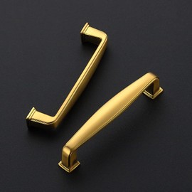 Ravinte 20 Pack Solid 3-3/4 Inch Cabinet Handles - Brushed Brass Pulls for Kitchen Drawers and Cabinets - Hardware for Cupboards