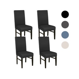 NiCoLa Dining Chair Covers Stretch Dining Chair Covers Set of 4, Polyester High Back Dining Chair Covers, Washable Chair Covers for Dining Room Hotel Banquet (Black, Pack of 4)