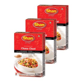 Shan Chana Chaat Seasoning Mix 1.76 oz (50g) - Spice Powder for Garnishing on Chickpeas Savory Snacks - Suitable for Vegetarians - Airtight Bag in a Box (Pack of 3)