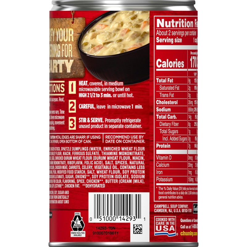 Campbell's Chunky Soup, Creamy Chicken & Dumplings, 18.8 oz