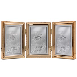 Lawrence Frames Classic Bead Picture Frame, 3.5x5 Triple, Gold