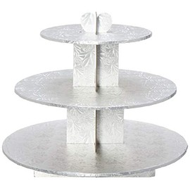 Enjay Cupcake Stand, 8.5 by 12.5 by 14.5-Inch, Silver