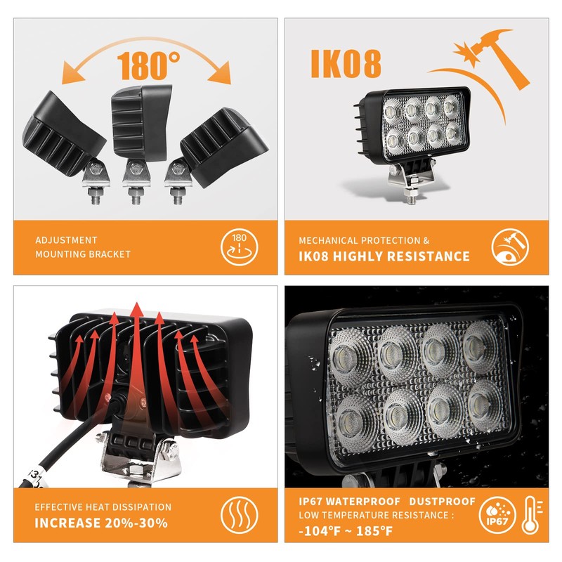 4PCS LED Tractor Work Lights 12v led Flood Light pods