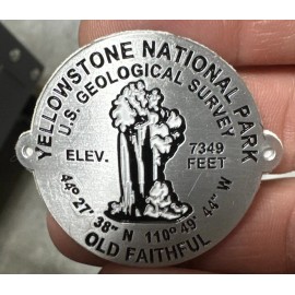 Marmot Bench Yellowstone National Park Hiking Staff Medallion NEW Old Faithful Montana