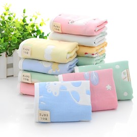 Toallita de Muselina para bebé Paquete de 10 Piezas,Paños Faciales para Niño de Reutilizables,Nacidos Juego de Toallas de Rizo Suave,toallitas diseño de Dibujos Animados,almohadillas de gasa lavada de algodón suave de 6 capas para recién nacidos,25*25cm