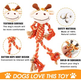 Rope Dog Toys to Keep Them Busy - Tug of War Dog Toys for Boredom Plush Interactive Squeaky Puppy Toys for Small Medium Large Dogs