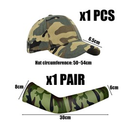 ZGDEIWGF 1 Piece Camouflage Cap 1 Pair Sun Protection Sleeves Kids Baseball Cap Adjustable Sun Hat Outdoor Sun Hat Breathable Sports Hat Summer Leisure Hat, Camouflage