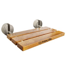 20 Inchs Teak Folding Shower Seat Wall Mounted, Fold Down Shower Seat for Inside Shower, Home Care Folding Shower Seat, Wall Mounted Shower Bench with 400 Lb. (Wood)