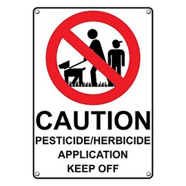 Weatherproof Plastic Vertical Caution Pesticide/Herbicide Application Keep Off Sign with English Text and Symbol